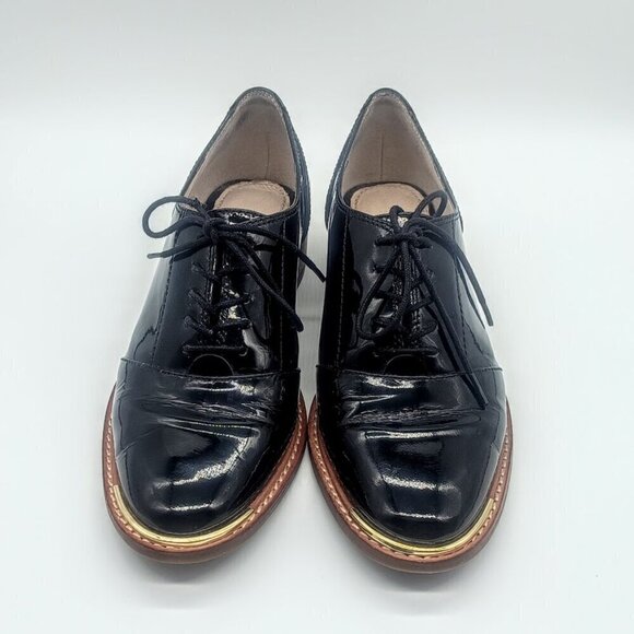 Louise et Cie Lo-Franny Black Kid Soft Patent Leather Loafers 6M - Picture 1 of 8